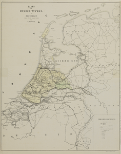 29133 Kaart van Nederland met aanduiding van de plaatsen waar tussen 10 augustus 1865 en 1 april 1866 rundertyfus is ...